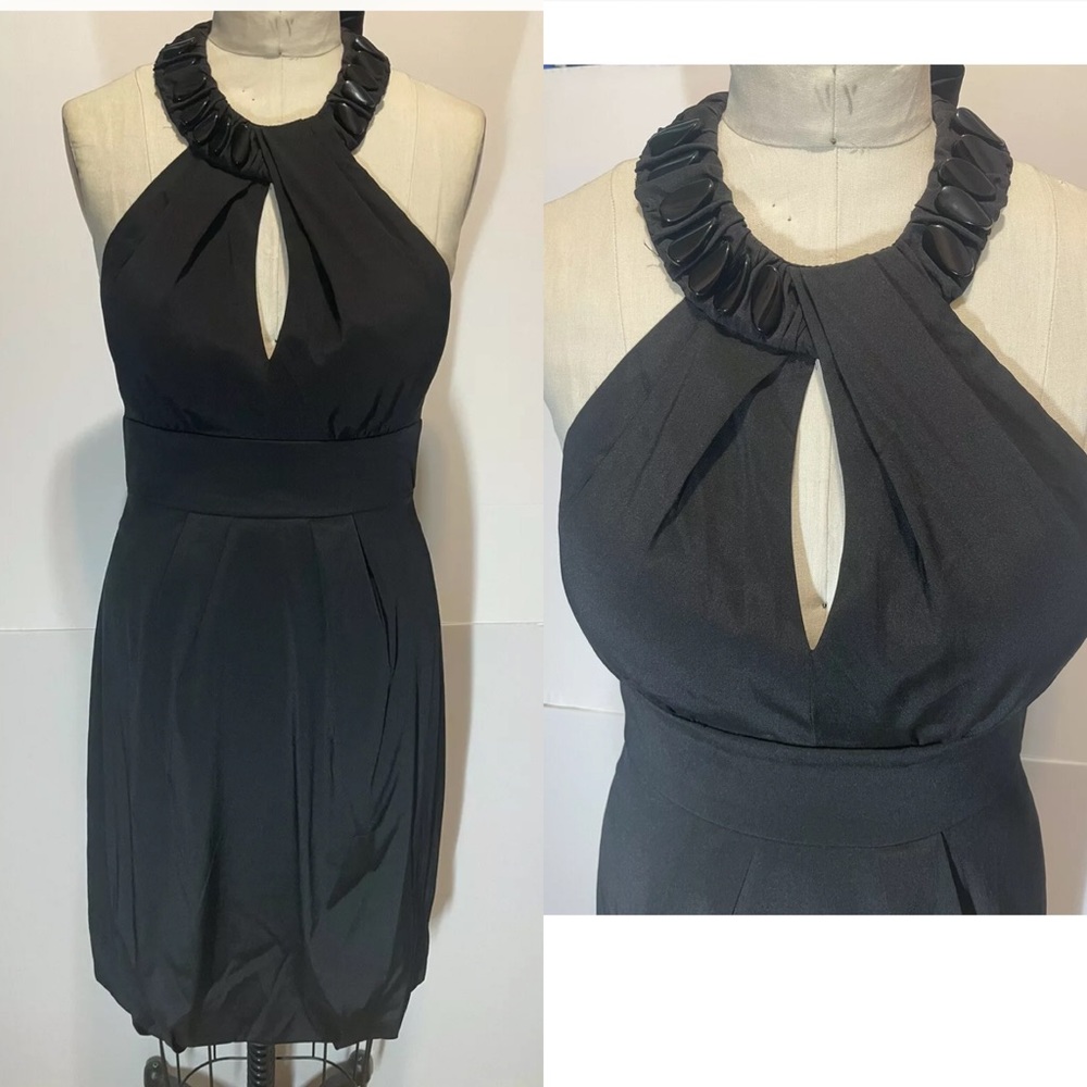 Preowned Donna Ricco Party Dress Size 4 Halter Black Style 8361057m